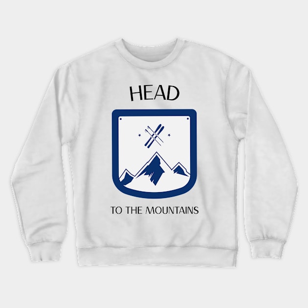 Skiing Head to the Mountains Crewneck Sweatshirt by Town's End Design